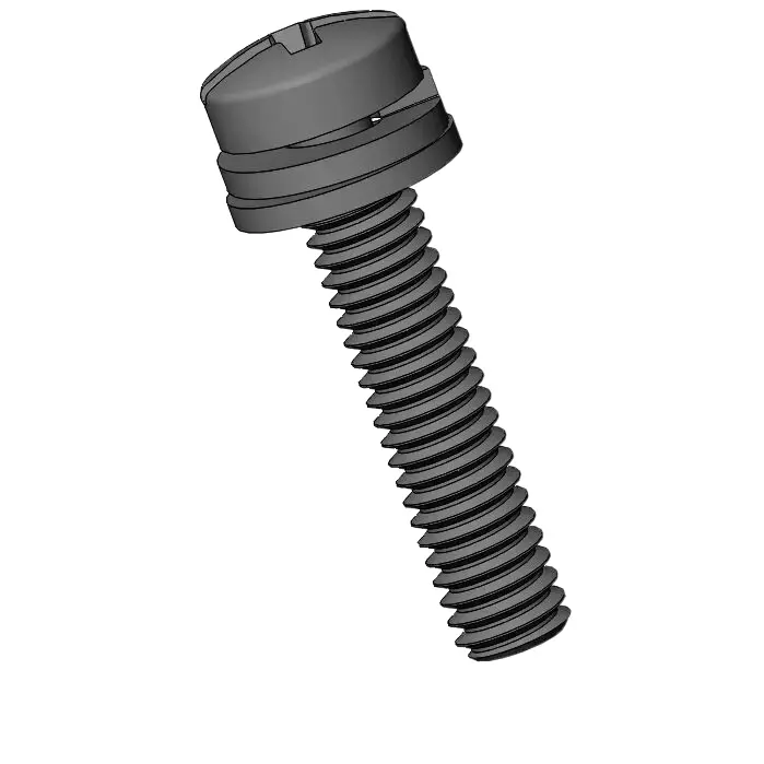 M2.5 x 12mm Pan Head Phillips Slot SEMS Screws with Spring and Flat Washer Steel Black