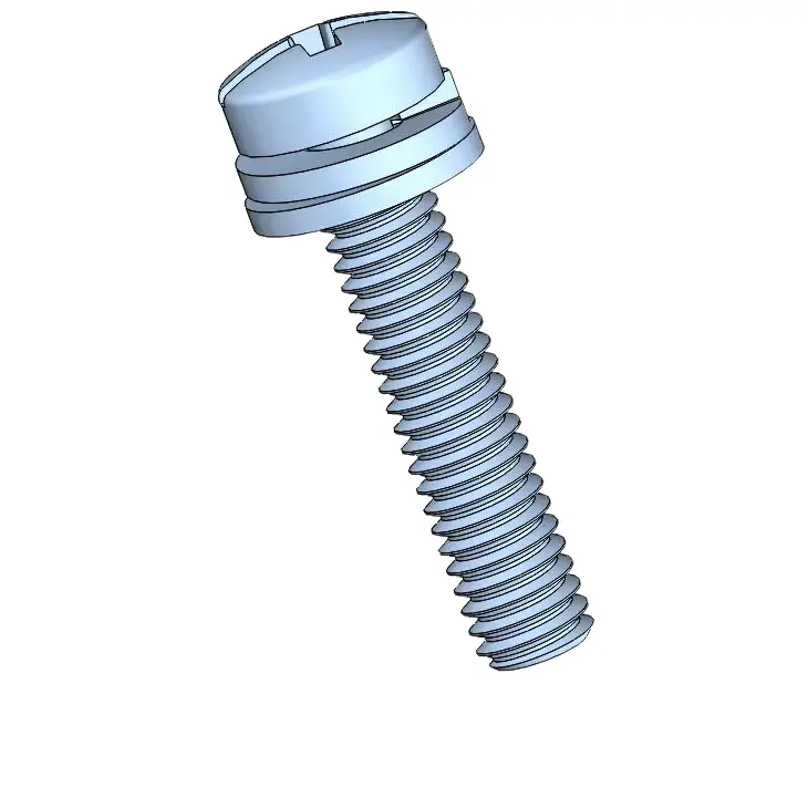 M2.5 x 12mm Pan Head Phillips Slot SEMS Screws with Spring and Flat Washer Steel Blue Zinc Plated