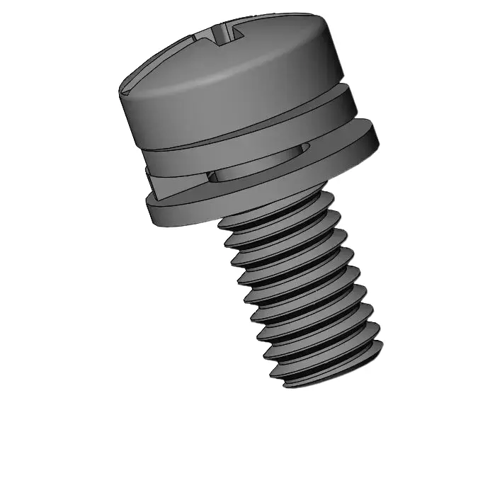 M3 x 7mm Pan Head Phillips Slot SEMS Screws with Spring and Flat Washer Steel Black