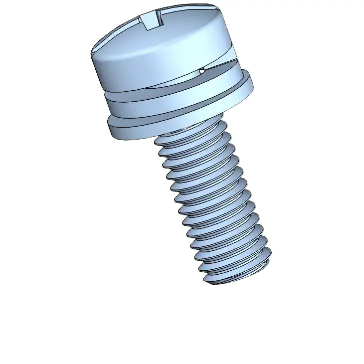 M3 x 9mm Pan Head Phillips Slot SEMS Screws with Spring and Flat Washer Steel Blue Zinc Plated