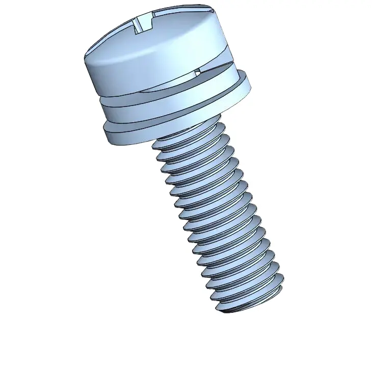 M3 x 10mm Pan Head Phillips Slot SEMS Screws with Spring and Flat Washer Steel Blue Zinc Plated