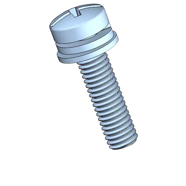 M3 x 12mm Pan Head Phillips Slot SEMS Screws with Spring and Flat Washer Steel Blue Zinc Plated