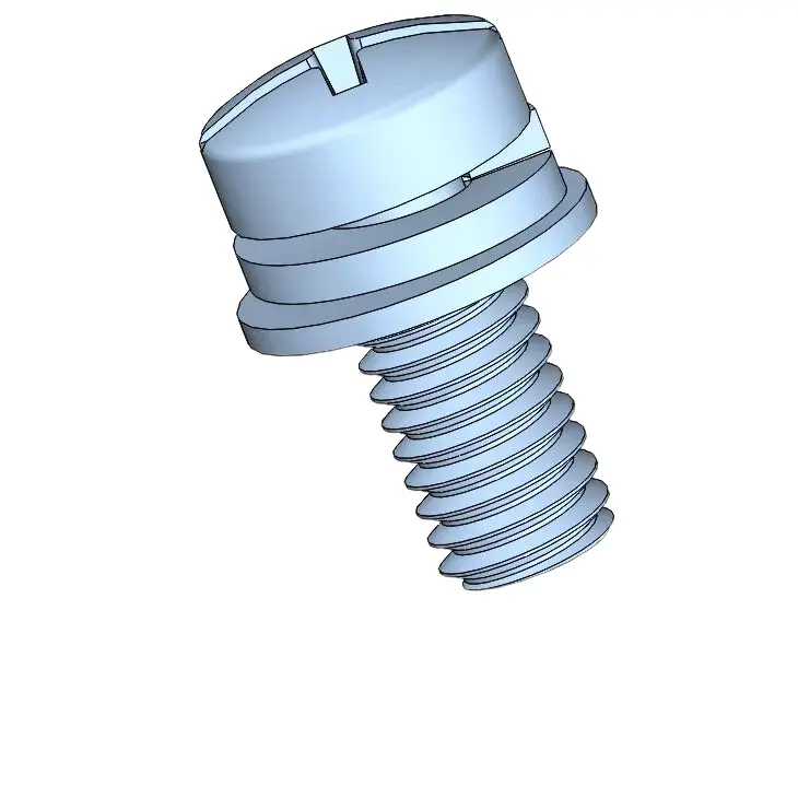 M3.5 x 8mm Pan Head Phillips Slot SEMS Screws with Spring and Flat Washer Steel Blue Zinc Plated