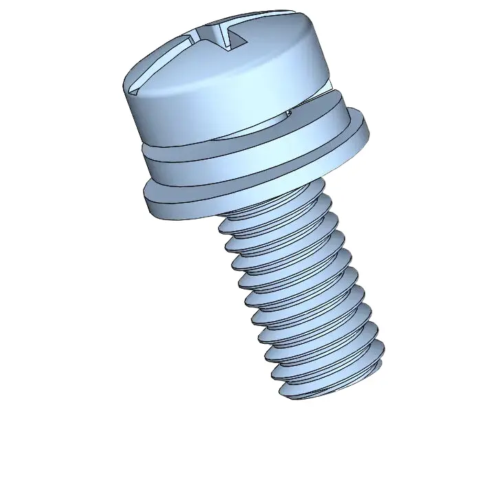 M3.5 x 9mm Pan Head Phillips Slot SEMS Screws with Spring and Flat Washer Steel Blue Zinc Plated