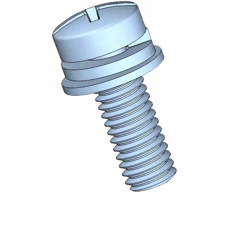 M3.5 x 10mm Pan Head Phillips Slot SEMS Screws with Spring and Flat Washer Steel Blue Zinc Plated