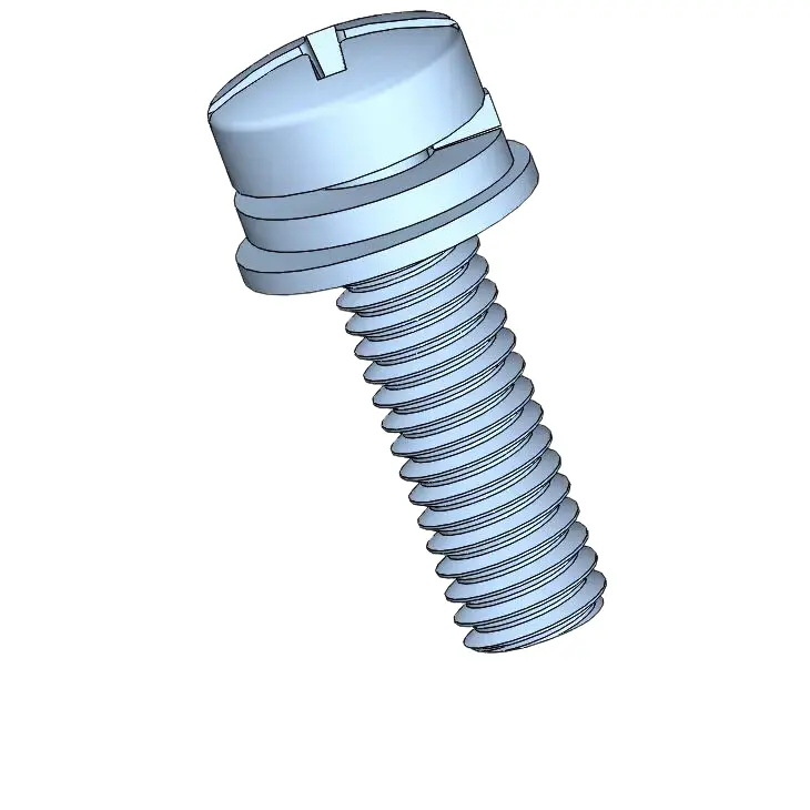 M3.5 x 12mm Pan Head Phillips Slot SEMS Screws with Spring and Flat Washer Steel Blue Zinc Plated