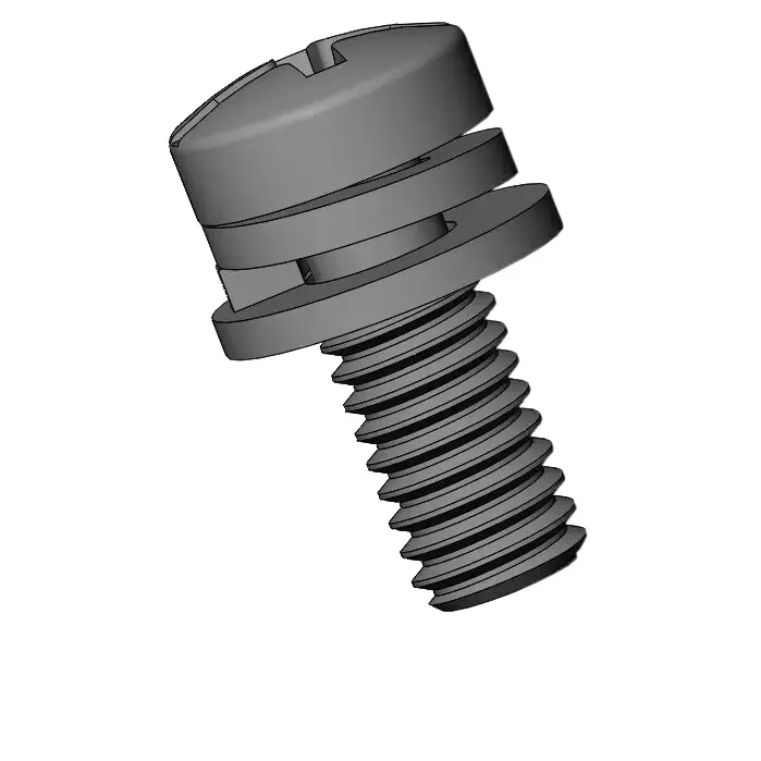 M4 x 10mm Pan Head Phillips Slot SEMS Screws with Spring and Flat Washer Steel Black