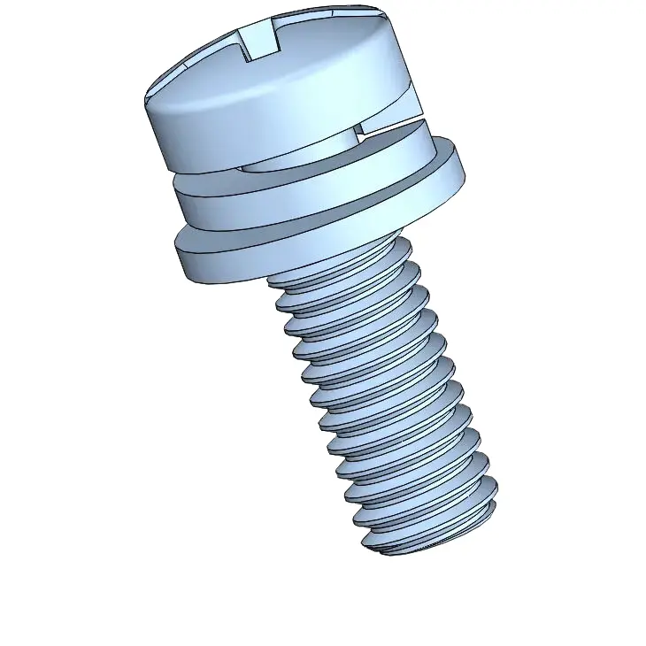 M4 x 12mm Pan Head Phillips Slot SEMS Screws with Spring and Flat Washer Steel Blue Zinc Plated