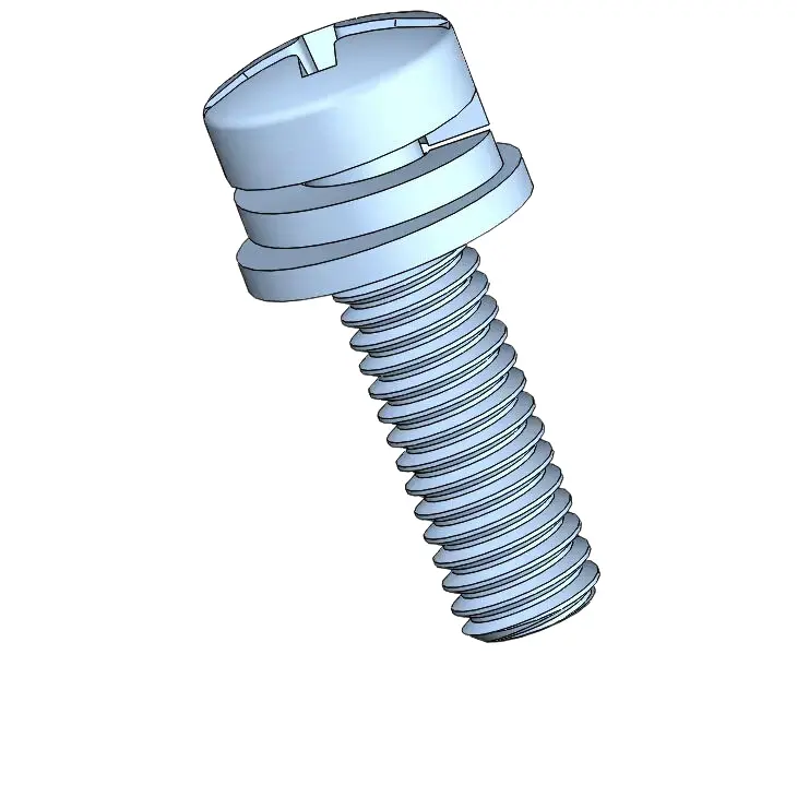 M4 x 14mm Pan Head Phillips Slot SEMS Screws with Spring and Flat Washer Steel Blue Zinc Plated