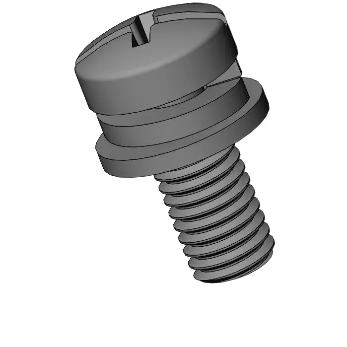 M5 x 12mm Pan Head Phillips Slot SEMS Screws with Spring and Flat Washer Steel Black