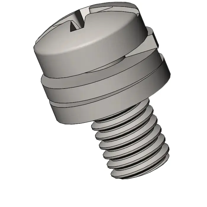M6 x 12mm Pan Head Phillips Slot SEMS Screws with Spring and Flat Washer SUS304 Stainless Steel Inox