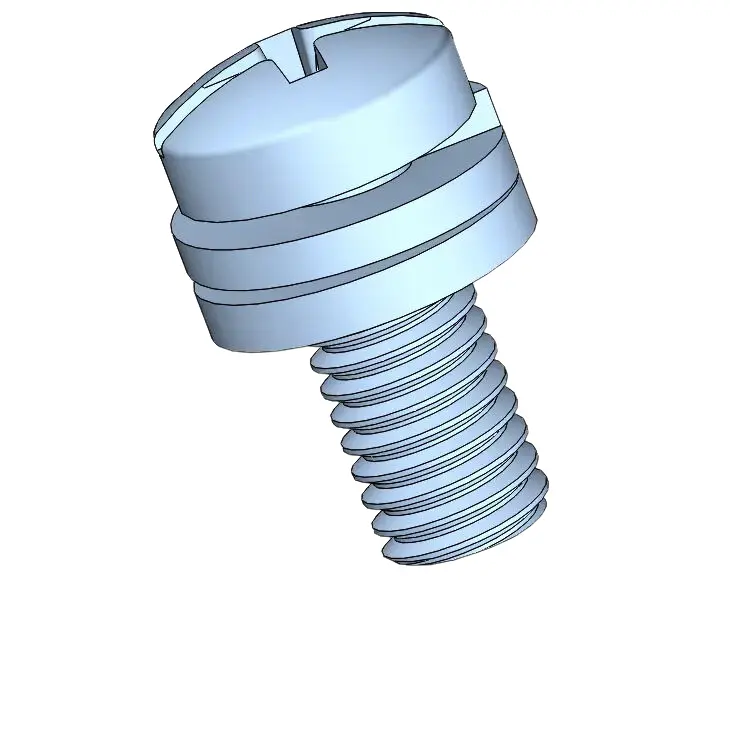 M6 x 14mm Pan Head Phillips Slot SEMS Screws with Spring and Flat Washer Steel Blue Zinc Plated