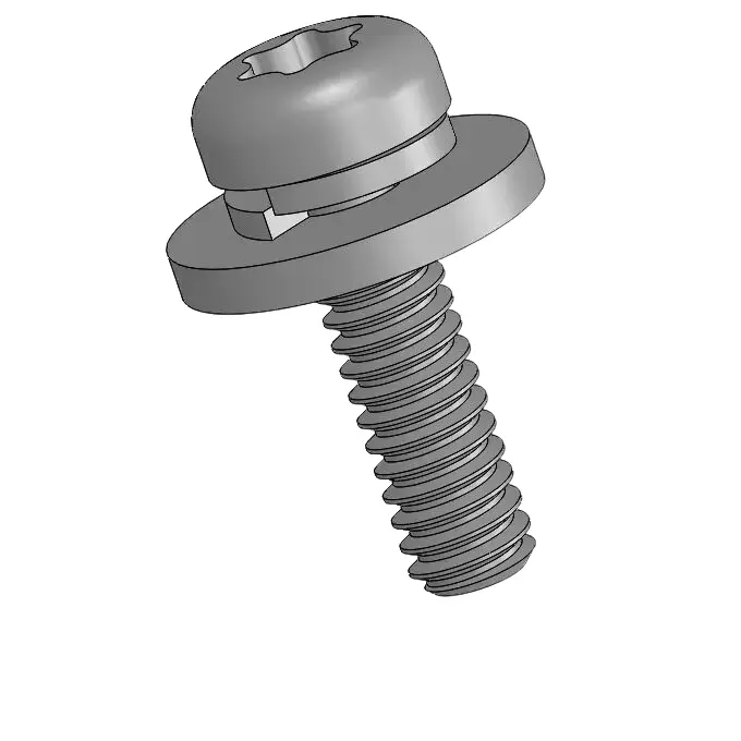2-56 x 5/16" Pan Head Torx SEMS Screws with Spring and Flat Washer SUS304 Stainless Steel Inox