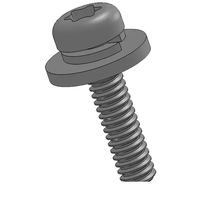 2-56 x 3/8" Pan Head Torx SEMS Screws with Spring and Flat Washer SUS304 Stainless Steel Inox