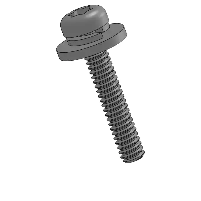 2-56 x 1/2" Pan Head Torx SEMS Screws with Spring and Flat Washer SUS304 Stainless Steel Inox