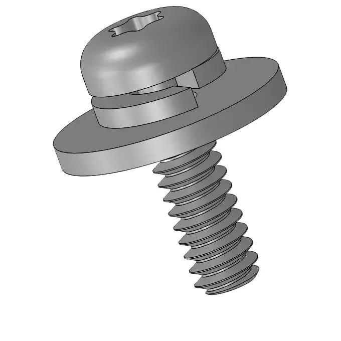 4-40 x 3/8" Pan Head Torx SEMS Screws with Spring and Flat Washer SUS304 Stainless Steel Inox
