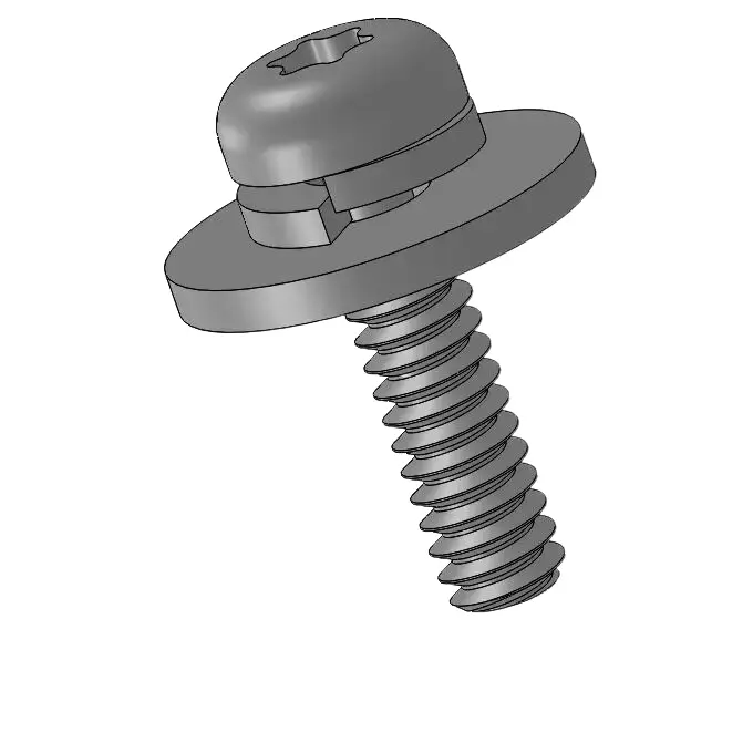 4-40 x 7/16" Pan Head Torx SEMS Screws with Spring and Flat Washer SUS304 Stainless Steel Inox