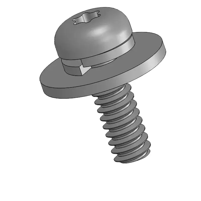 6-32 x 7/16" Pan Head Torx SEMS Screws with Spring and Flat Washer SUS304 Stainless Steel Inox