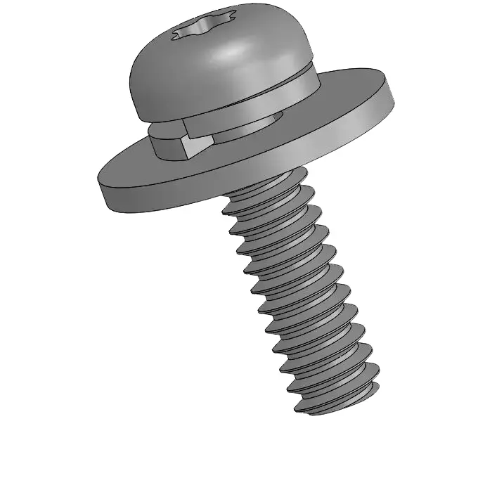 6-32 x 1/2" Pan Head Torx SEMS Screws with Spring and Flat Washer SUS304 Stainless Steel Inox