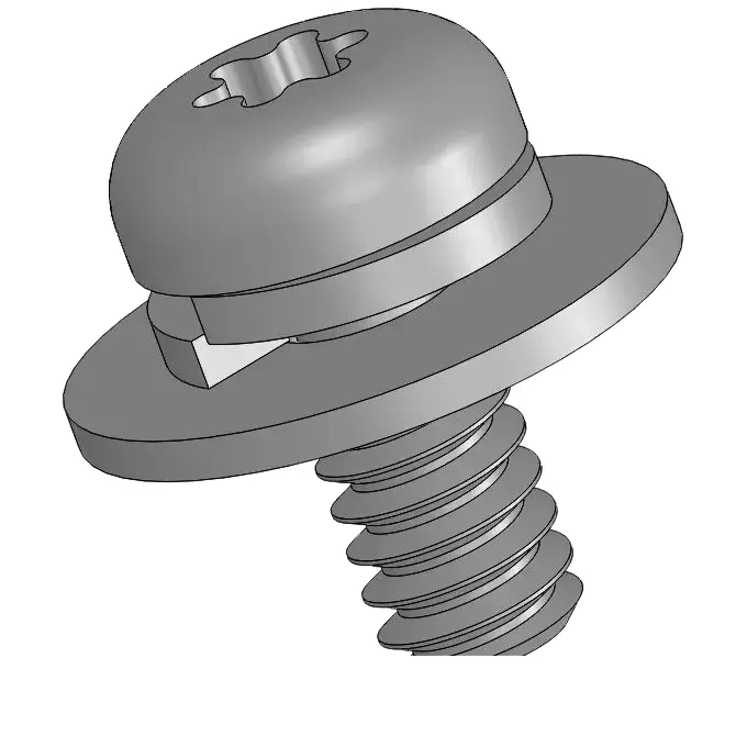 10-32 x 7/16" Pan Head Torx SEMS Screws with Spring and Flat Washer SUS304 Stainless Steel Inox