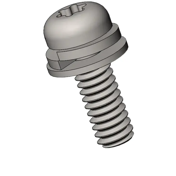 M2 x 6mm Pan Head Torx SEMS Screws with Spring and Flat Washer SUS304 Stainless Steel Inox