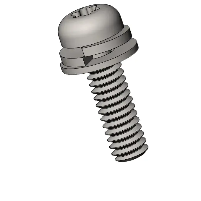 M2 x 7mm Pan Head Torx SEMS Screws with Spring and Flat Washer SUS304 Stainless Steel Inox