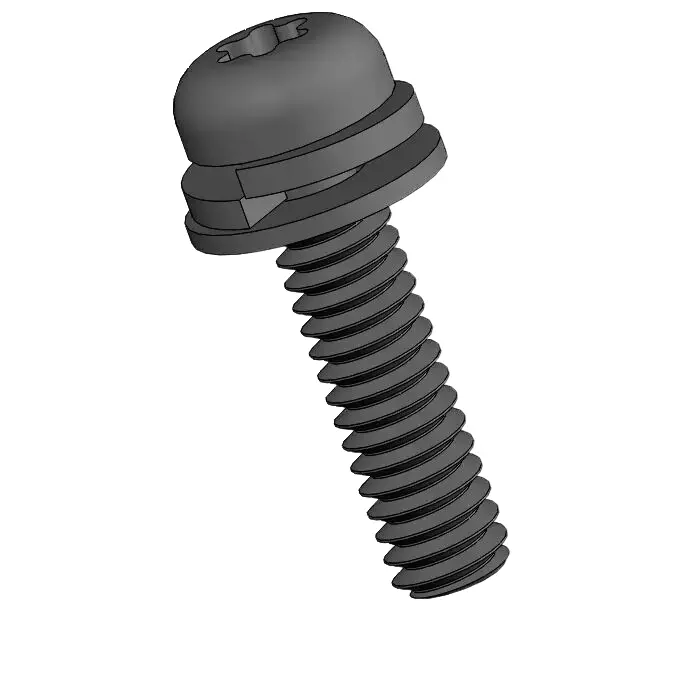 M2 x 8mm Pan Head Torx SEMS Screws with Spring and Flat Washer Steel Black