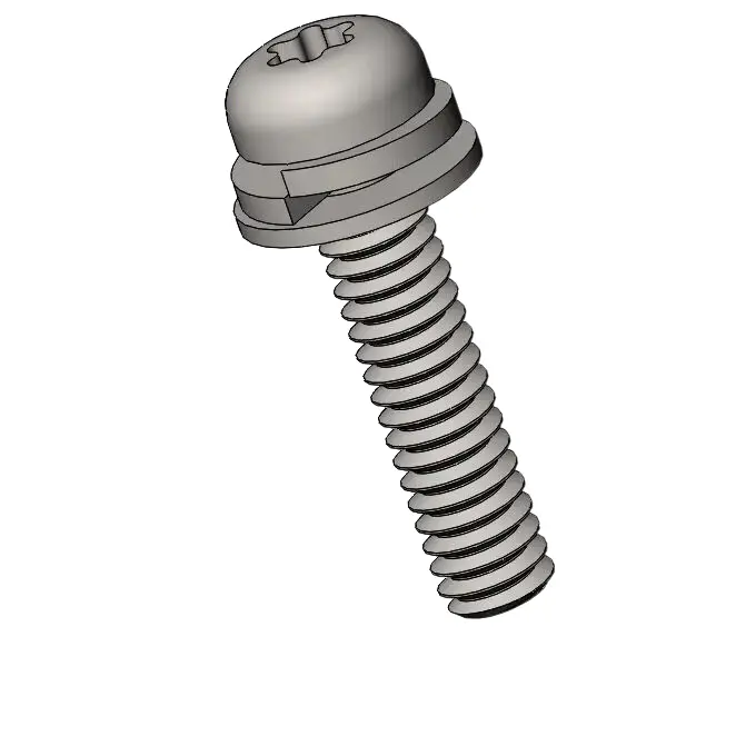 M2 x 9mm Pan Head Torx SEMS Screws with Spring and Flat Washer SUS304 Stainless Steel Inox