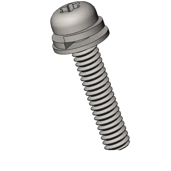 M2 x 10mm Pan Head Torx SEMS Screws with Spring and Flat Washer SUS304 Stainless Steel Inox