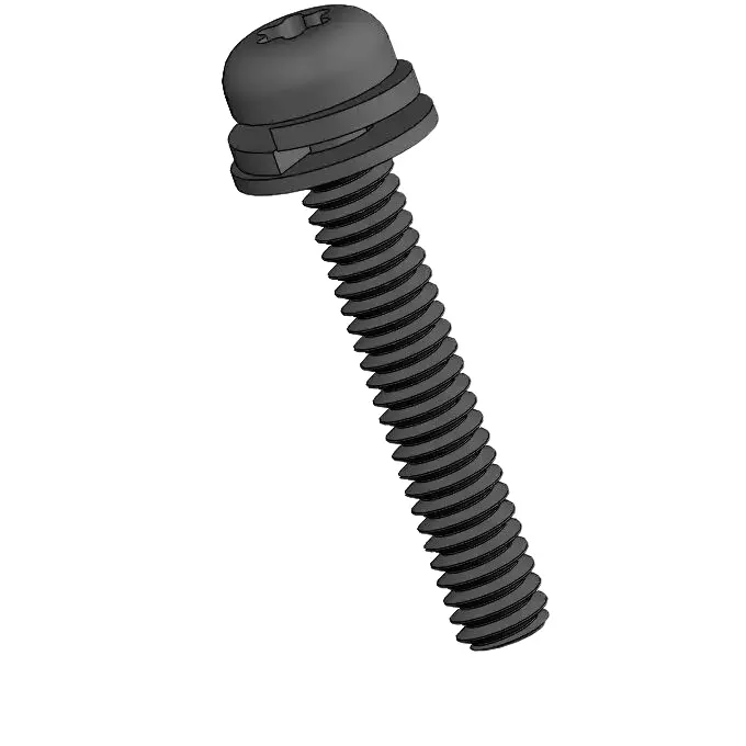 M2 x 12mm Pan Head Torx SEMS Screws with Spring and Flat Washer Steel Black