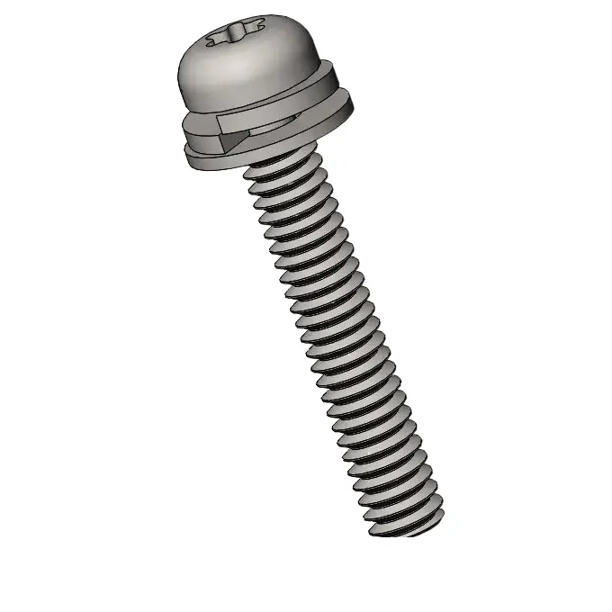 M2 x 12mm Pan Head Torx SEMS Screws with Spring and Flat Washer SUS304 Stainless Steel Inox