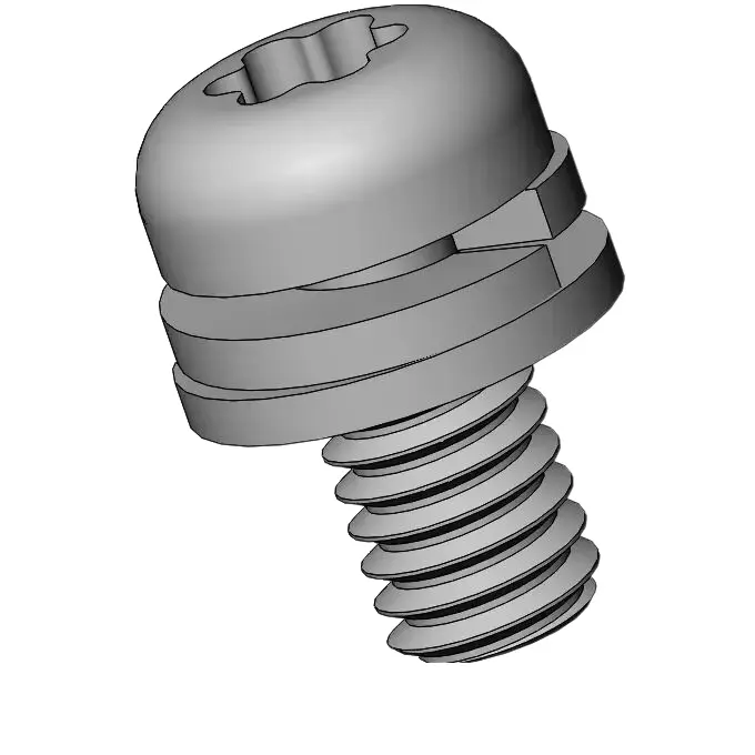 M2.5 x 5mm Pan Head Torx SEMS Screws with Spring and Flat Washer SUS304 Stainless Steel Inox