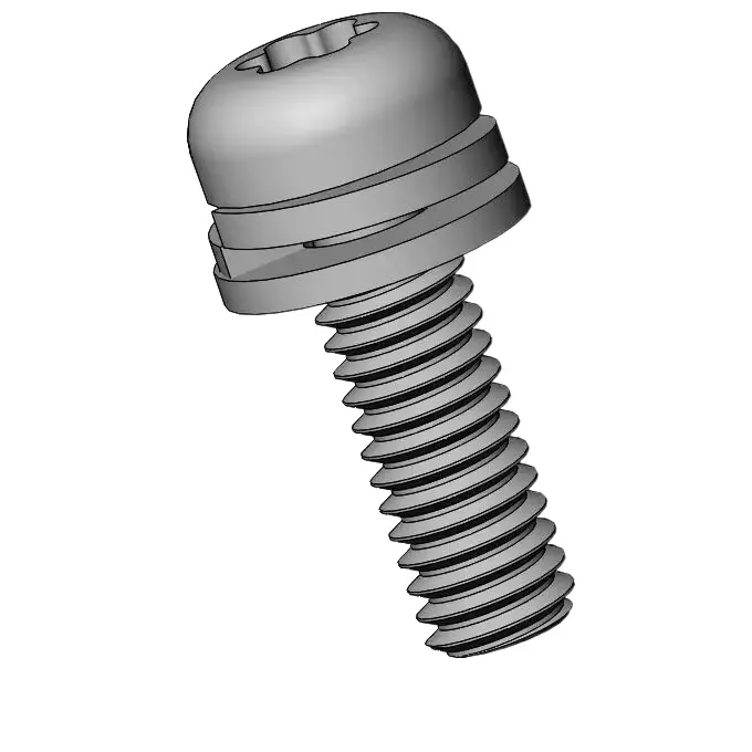 M2.5 x 8mm Pan Head Torx SEMS Screws with Spring and Flat Washer SUS304 Stainless Steel Inox