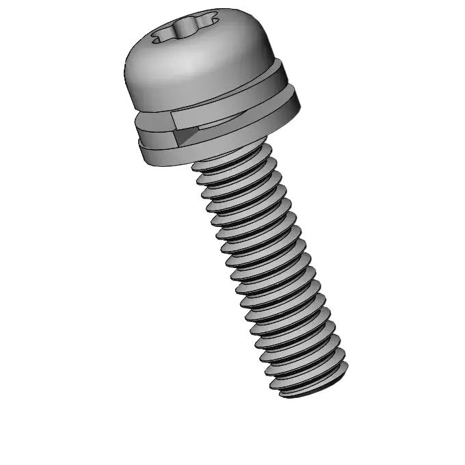 M2.5 x 10mm Pan Head Torx SEMS Screws with Spring and Flat Washer SUS304 Stainless Steel Inox