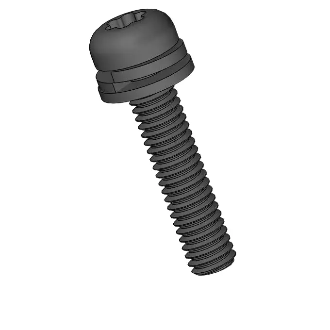 M2.5 x 12mm Pan Head Torx SEMS Screws with Spring and Flat Washer Steel Black