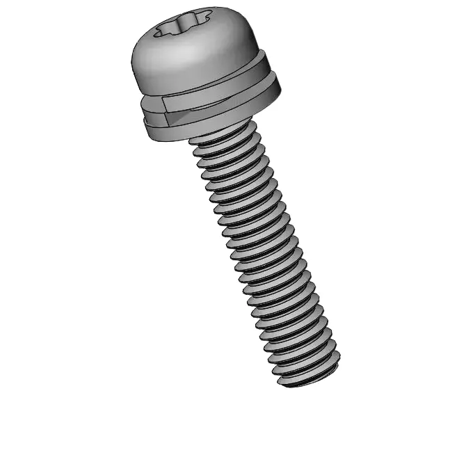 M2.5 x 12mm Pan Head Torx SEMS Screws with Spring and Flat Washer SUS304 Stainless Steel Inox