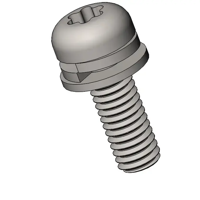 M3 x 9mm Pan Head Torx SEMS Screws with Spring and Flat Washer SUS304 Stainless Steel Inox