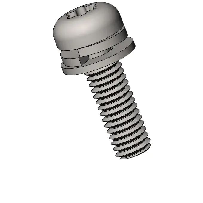 M3 x 10mm Pan Head Torx SEMS Screws with Spring and Flat Washer SUS304 Stainless Steel Inox