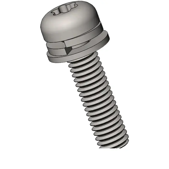 M3 x 12mm Pan Head Torx SEMS Screws with Spring and Flat Washer SUS304 Stainless Steel Inox