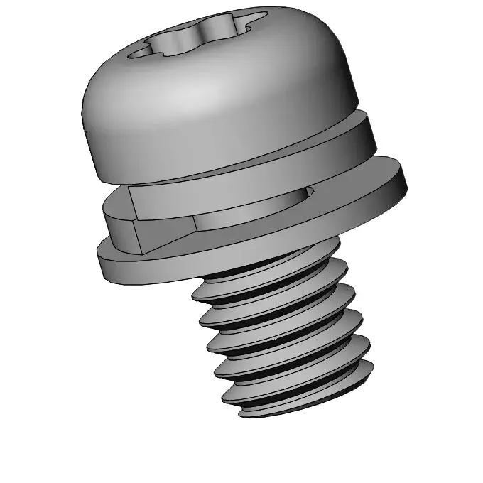 M3.5 x 6mm Pan Head Torx SEMS Screws with Spring and Flat Washer SUS304 Stainless Steel Inox