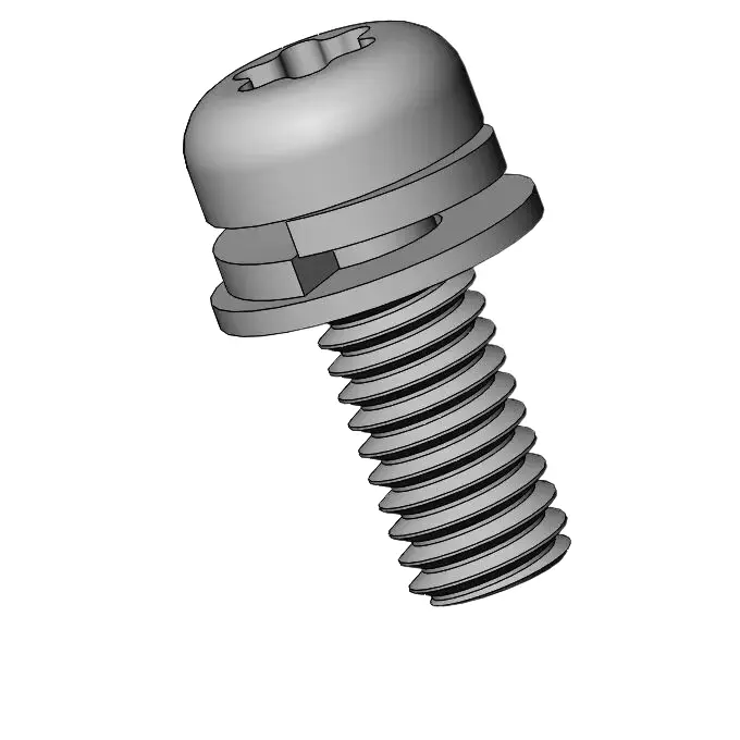 M3.5 x 9mm Pan Head Torx SEMS Screws with Spring and Flat Washer SUS304 Stainless Steel Inox