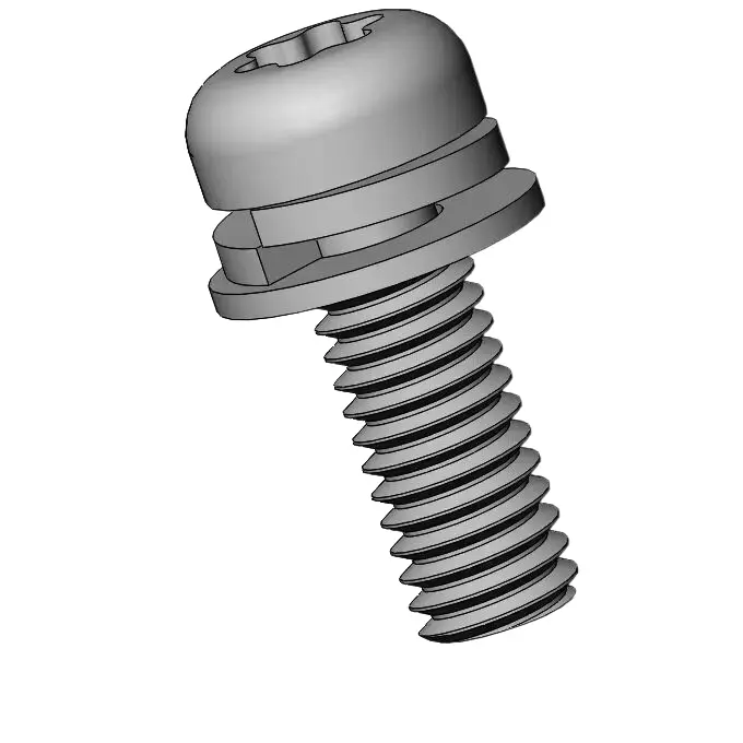 M3.5 x 10mm Pan Head Torx SEMS Screws with Spring and Flat Washer SUS304 Stainless Steel Inox