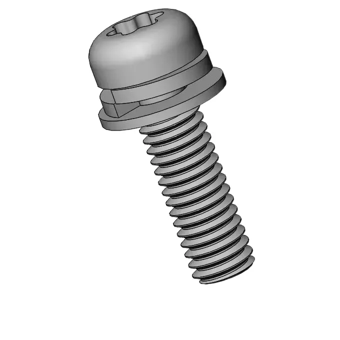 M3.5 x 12mm Pan Head Torx SEMS Screws with Spring and Flat Washer SUS304 Stainless Steel Inox