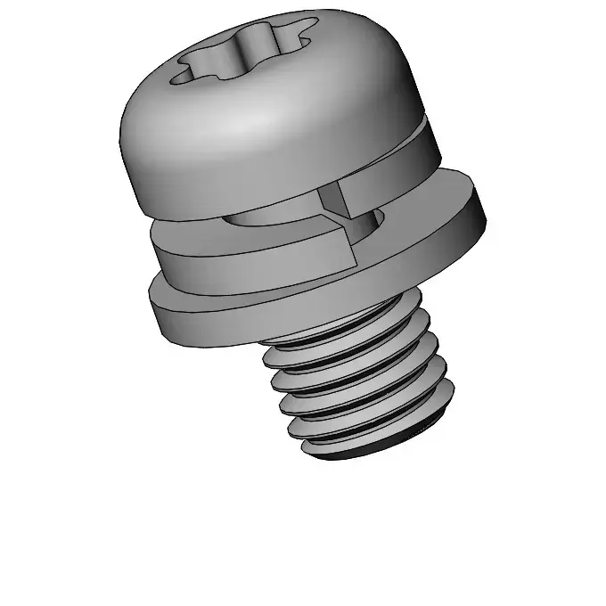 M4 x 7mm Pan Head Torx SEMS Screws with Spring and Flat Washer SUS304 Stainless Steel Inox