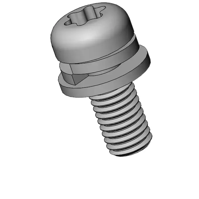 M4 x 10mm Pan Head Torx SEMS Screws with Spring and Flat Washer SUS304 Stainless Steel Inox