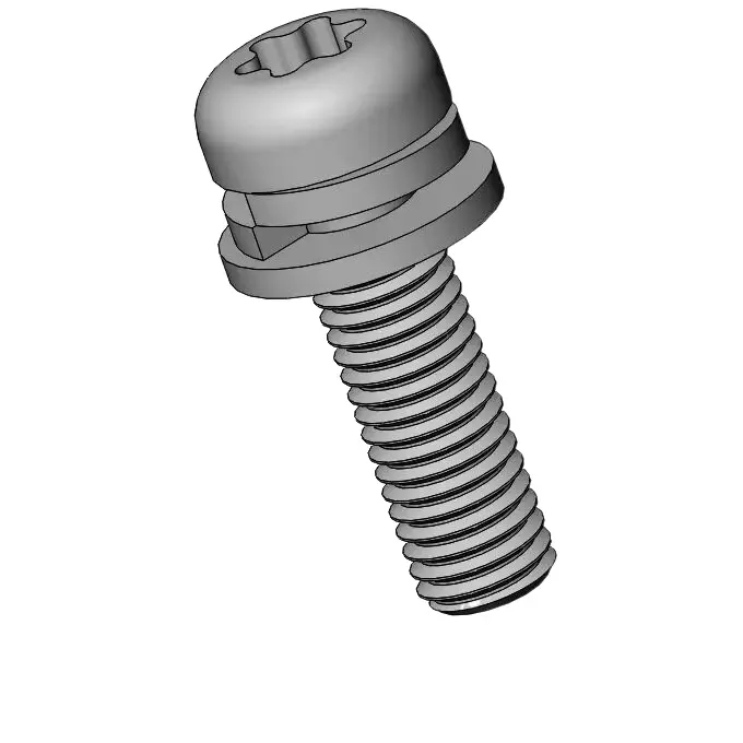 M4 x 14mm Pan Head Torx SEMS Screws with Spring and Flat Washer SUS304 Stainless Steel Inox