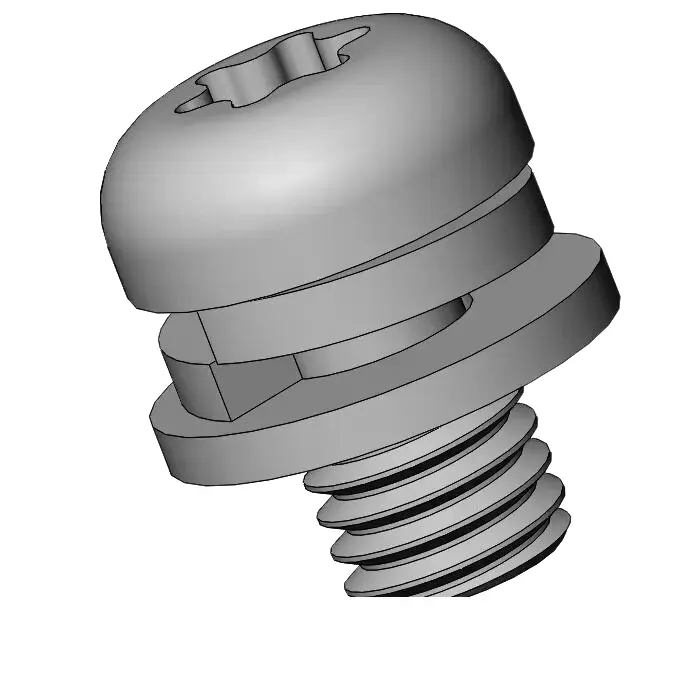 M5 x 8mm Pan Head Torx SEMS Screws with Spring and Flat Washer SUS304 Stainless Steel Inox