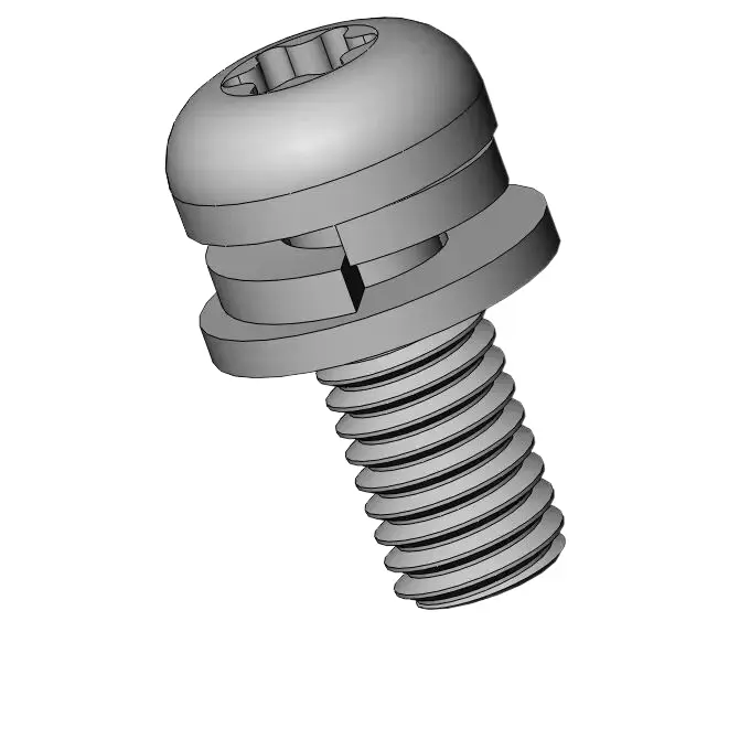 M5 x 12mm Pan Head Torx SEMS Screws with Spring and Flat Washer SUS304 Stainless Steel Inox