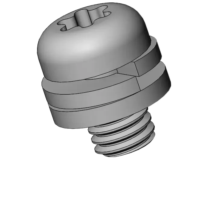 M6 x 9mm Pan Head Torx SEMS Screws with Spring and Flat Washer SUS304 Stainless Steel Inox