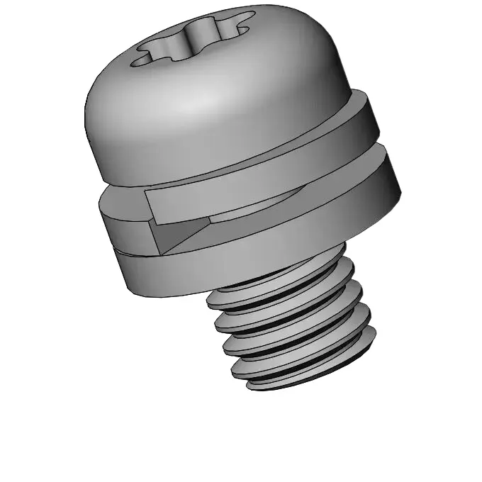 M6 x 10mm Pan Head Torx SEMS Screws with Spring and Flat Washer SUS304 Stainless Steel Inox